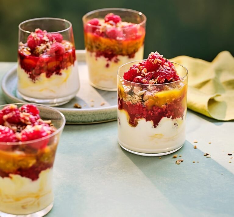 Raspberry & mango yogurt parfait