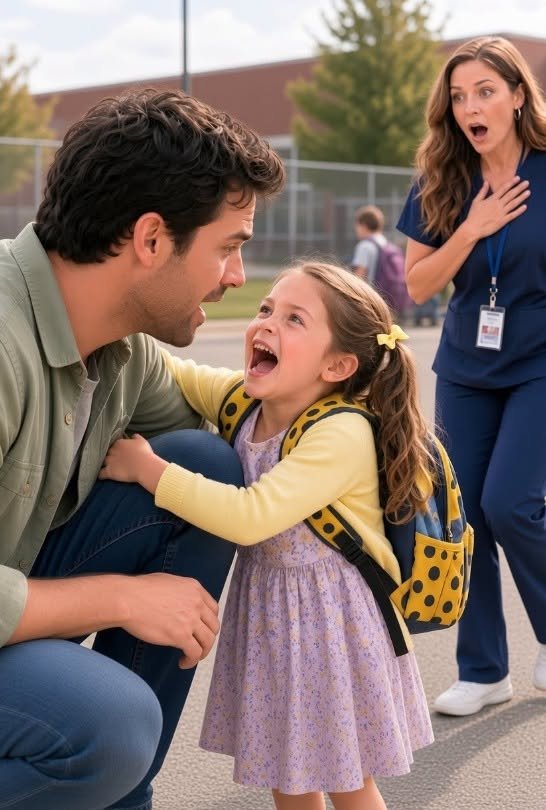 A little girl sprinted across the school courtyard, threw her arms around me, and screamed, “Daddy!” I had never seen her before—and I didn’t have a daughter. Then the school nurse showed me a hidden photograph, revealed my dead brother was her father, and told me her foster placement was ending next week. By sunset, she was asking if I’d disappear too.
