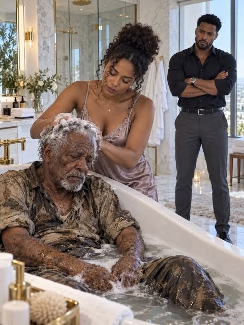 MY MILLIONAIRE HUSBAND BROUGHT A HOMELESS ELDERLY MAN HOME AND ORDERED ME TO BATHE HIM MYSELF